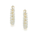 Gold Cream Pearl Wrapped Hoop Earrings