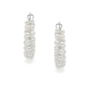 Rhodium white Pearl Wrapped Hoop Earrings