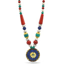 MULTI-COLOR BEAD GOLD ROUND PENDANT NECKLACE