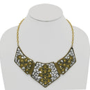 GOLD AND WHITE BIB NECKLACE AND EARRINGS SET
