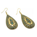 GOLD TURQUOISE TEARDROP EARRINGS