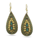 GOLD TURQUOISE TEARDROP EARRINGS