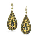 GOLD WHITE TEARDROP EARRINGS
