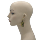 GOLD WHITE TEARDROP EARRINGS