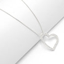 SILVER RHINESTONE HEART NECKLACE