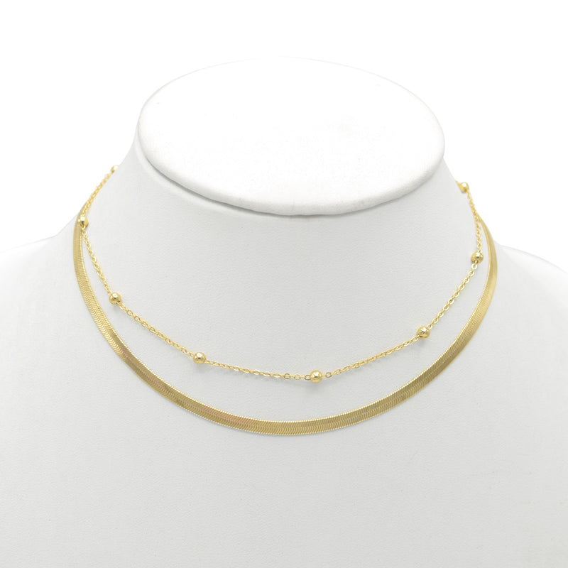 GOLD DOUBLE ROW SNAKE CHAIN CHOKER NECKLACE