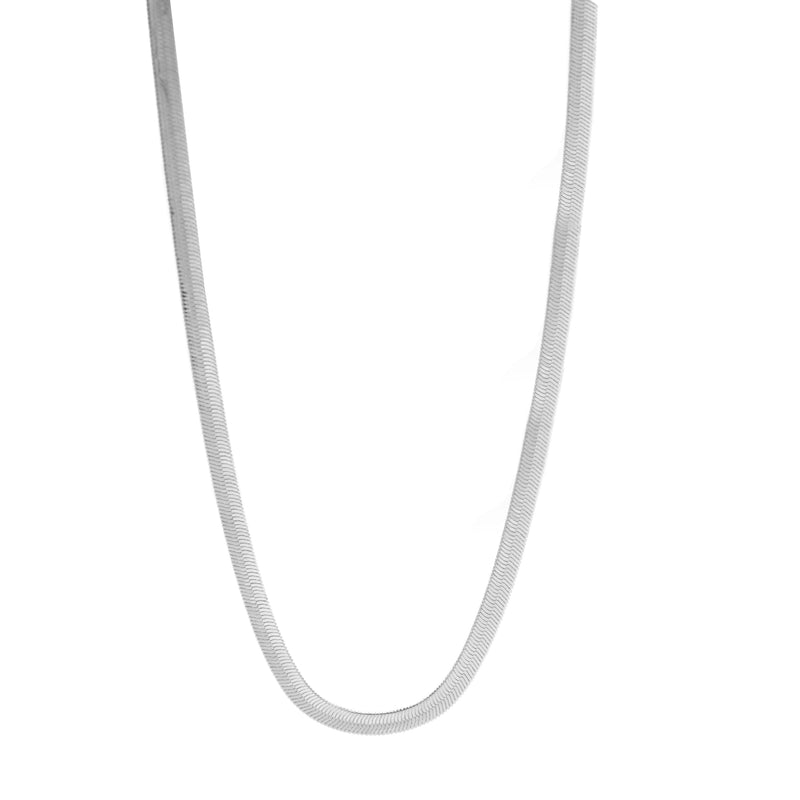 RHODIUM FLAT SNAKE CHAIN NECKLACE