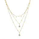 GOLD AND CREAM PEARL 3 ROW LAYER NECKLACE