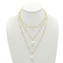 GOLD AND CREAM PEARL 3 ROW LAYER NECKLACE