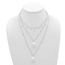 RHODIUM AND CREAM PEARL 3 ROW LAYER NECKLACE