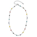 Rhodium Multi Color Evil Eye Choker Necklace