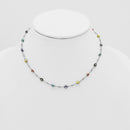 Rhodium Multi Color Evil Eye Choker Necklace