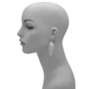 RHODIUM THIN LEAF DROP EARRINGS
