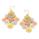 TRI-TONE MULTI TEARDROP METAL EARRINGS