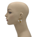 GOLD BLACK ORANGE AND CREAM ENAMEL DR0P EARRINGS