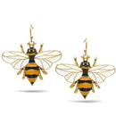 GOLD BLACK ORANGE AND CREAM ENAMEL DR0P EARRINGS