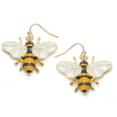 GOLD BLACK ORANGE AND CREAM ENAMEL DR0P EARRINGS