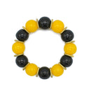 BLACK & AMBER BEADS MEMORY WIRE STRETCH BRACELET