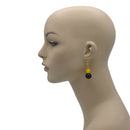 BLACK & AMBER  RESIN BEADS DROP EARRING