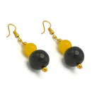 BLACK & AMBER  RESIN BEADS DROP EARRING