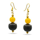 BLACK & AMBER  RESIN BEADS DROP EARRING