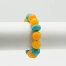 Turquoise & Amber Beads Memory Wire Stretch Bracelet