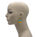 TURQUOISE & AMBER RESIN BEADS DROPEARRINGS