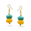 TURQUOISE & AMBER RESIN BEADS DROPEARRINGS