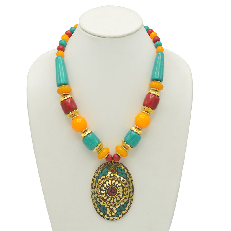 Multi color beads gold chain Clearance