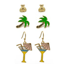 GOLD 3 PAIR BEACH EARRINGS