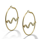 GOLD CRYSTAL RHINESTONES SNAKE HOOP EARRINGS