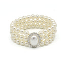 SILVER CRAM PEARL AND CRYSTAL STRETCH BRACELET