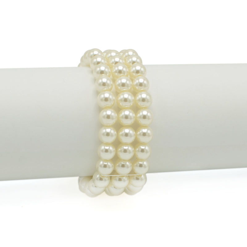 SILVER CRAM PEARL AND CRYSTAL STRETCH BRACELET