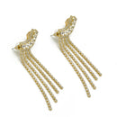 GOLD CRYSTAL LONG TASSEL EARRINGS