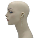 GOLD CRYSTAL LONG TASSEL EARRINGS