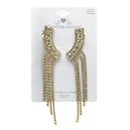 GOLD CRYSTAL LONG TASSEL EARRINGS