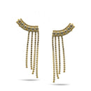 GOLD CRYSTAL LONG TASSEL EARRINGS