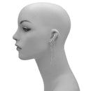 SILVER CRYSTAL LONG TASSEL EARRINGS