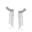 SILVER CRYSTAL LONG TASSEL EARRINGS