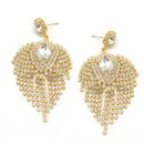 GOLD RHINESTONES CRYSTAL DROP EARRINGS