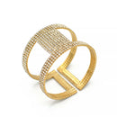 GOLD RHINESTONE CRYSTAL COIL MEMORY WIRE BRACELET