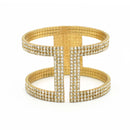 GOLD RHINESTONE CRYSTAL COIL MEMORY WIRE BRACELET