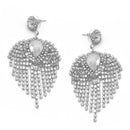 SILVER RHINESTONES CRYSTAL DROP EARRINGS