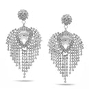 SILVER RHINESTONES CRYSTAL DROP EARRINGS