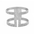 SILVER RHINESTONE CRYSTAL COIL MEMORY WIRE BRACELET