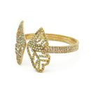 GOLD BUTTERFLY ABALONE RHINESTONE CRYSTAL MEMORY WIRE BRACELET