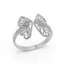 SILVER BUTTERFLY RHINESTONE CRYSTAL MEMORY WIRE BRACELET