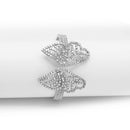 SILVER BUTTERFLY RHINESTONE CRYSTAL MEMORY WIRE BRACELET