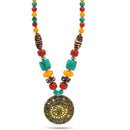 MULTI-COLOR BEAD GOLD ROUND PENDANT NECKLACE