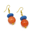 Orange & Blue Beads Drop Earrings